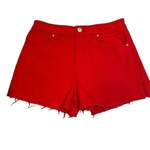 NWOT No Boundaries‎ Women Red Denim Jean Cut Off Shorts Size 11 or Medium